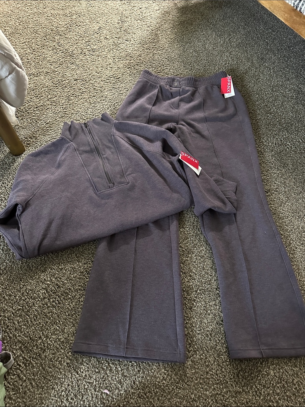 SPANX Wide Leg Pants & Top Set in Charcoal Gray